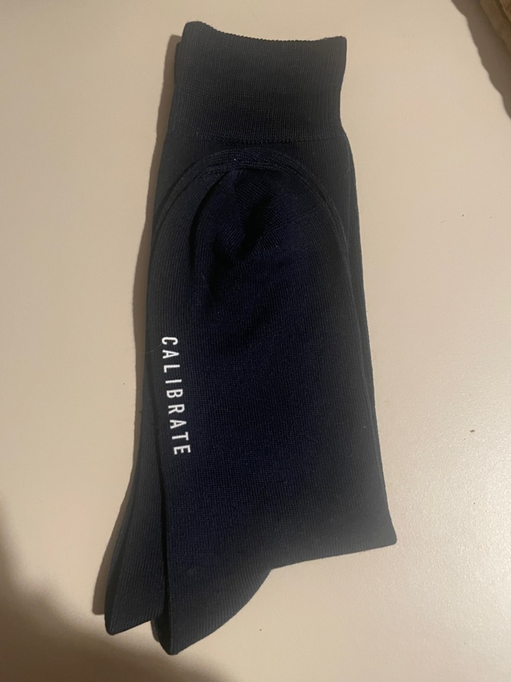 C2 by Calibrate Navy Dress Socks with White Logo
